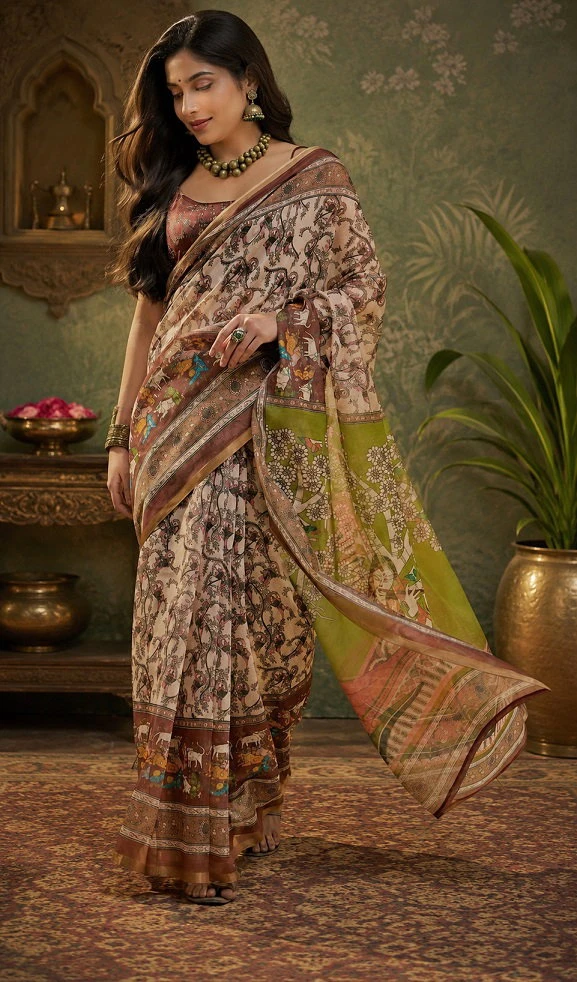 Meera 346 Linen Digital Printed Saree Collection