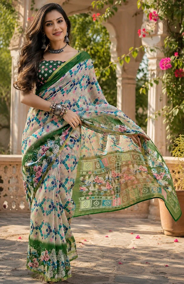 Meera 346 Linen Digital Printed Saree Collection