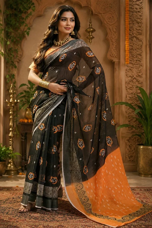 Meera 348 Linen Digital Printed Saree Collection