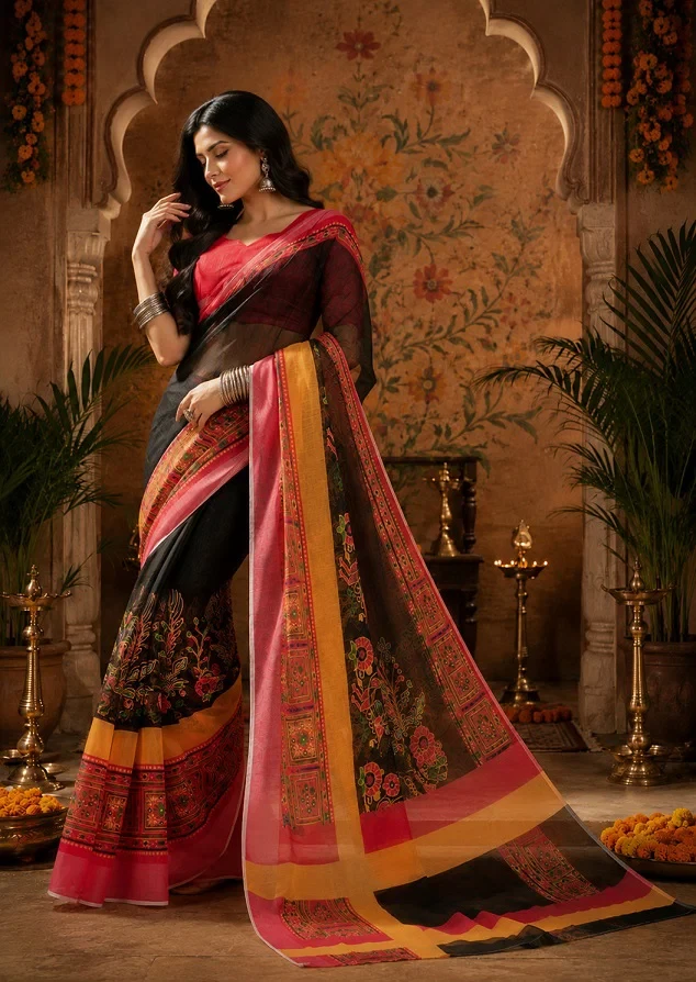 Meera 348 Linen Digital Printed Saree Collection