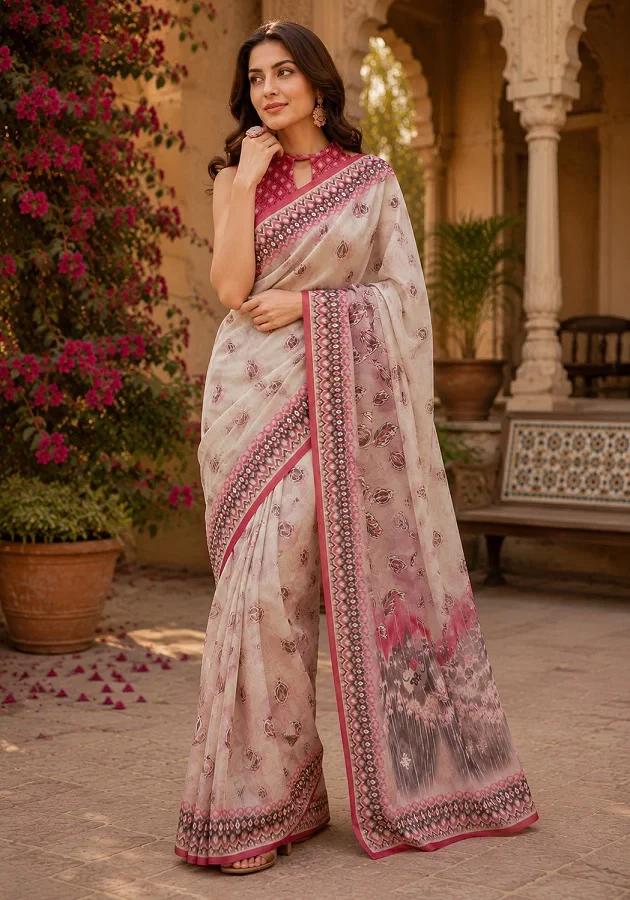 Meera 348 Linen Digital Printed Saree Collection