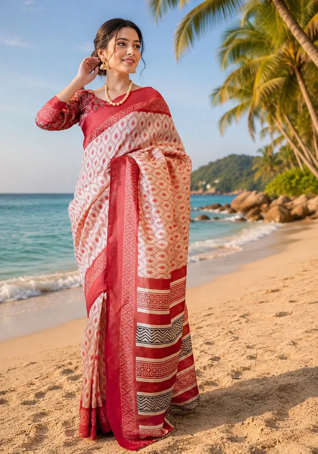 Meera 352 Chanderi Cotton Digital Printed Ready to Wear Saree