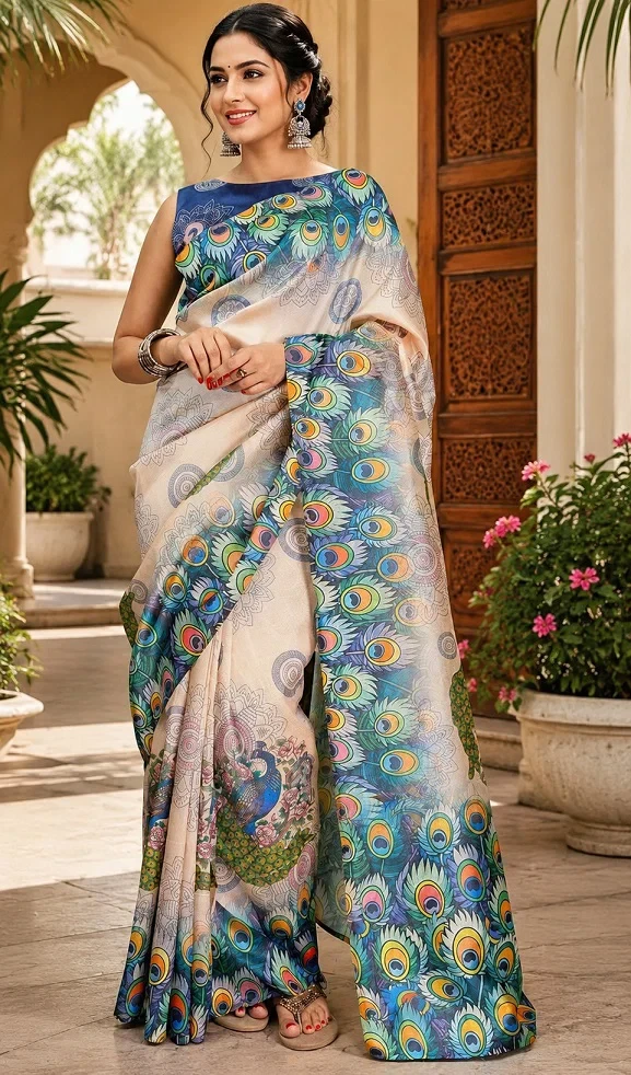 Meera 352 Chanderi Cotton Digital Printed Ready to Wear Saree