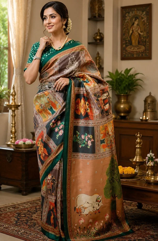 Meera 352 Chanderi Cotton Digital Printed Ready to Wear Saree