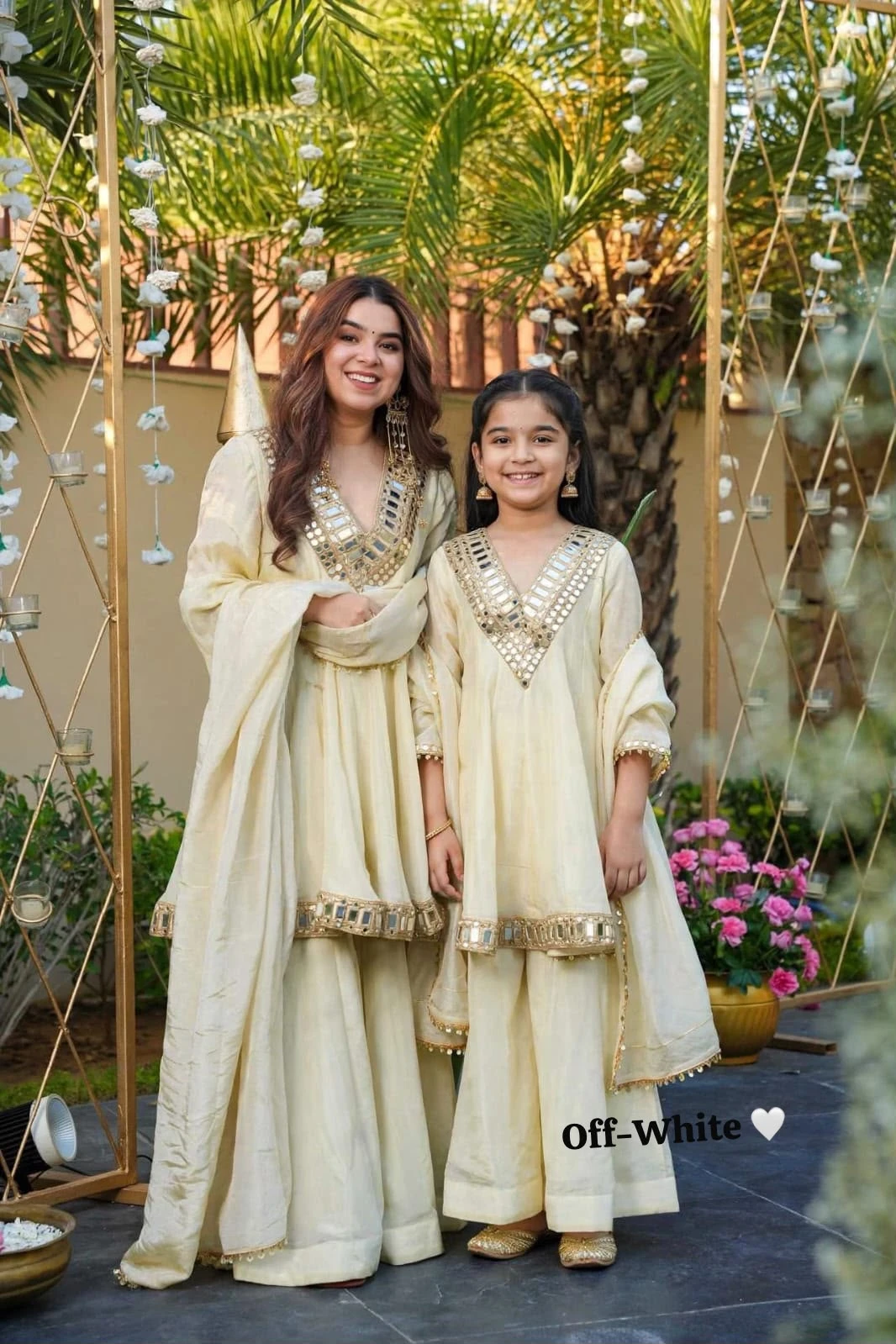 Mom & Kids Chinon Silk Festive Combo Set
