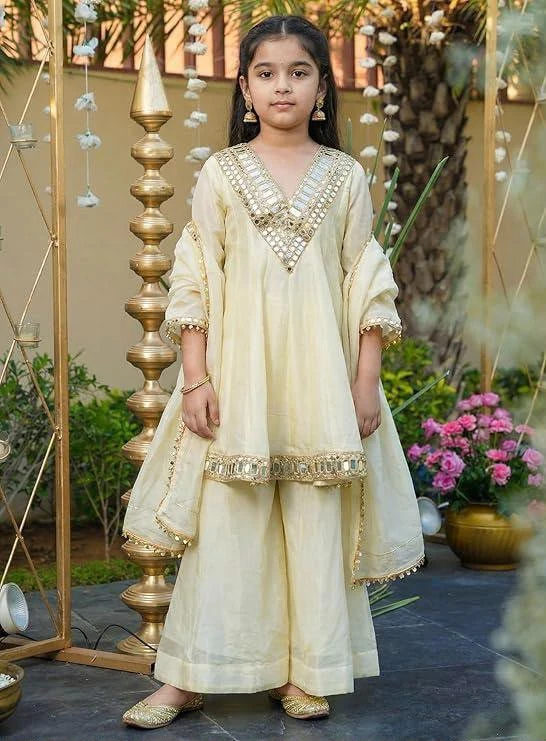 Mom & Kids Chinon Silk Festive Combo Set