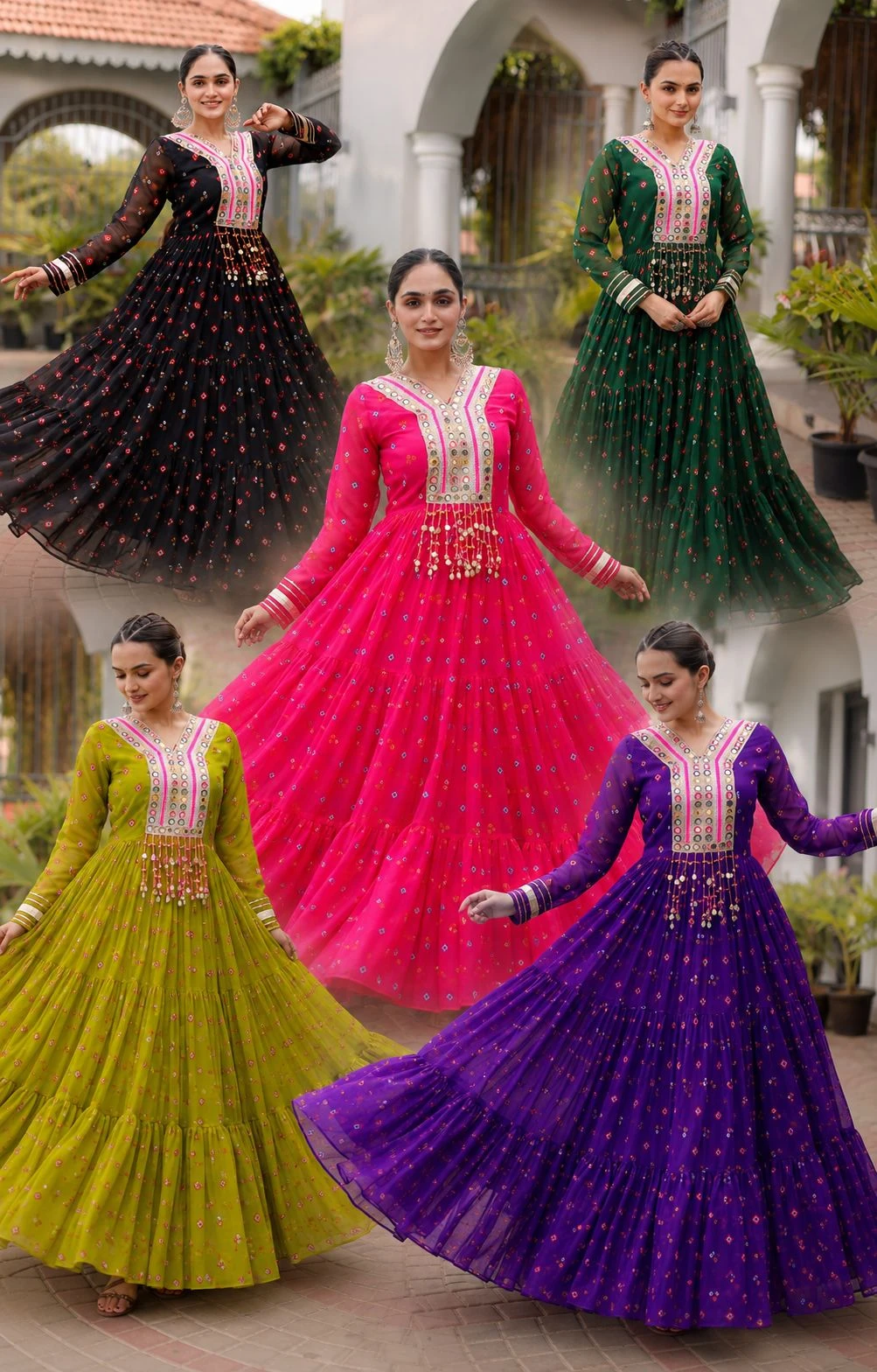 Navratri 2026 Laheriya Patchwork Gown