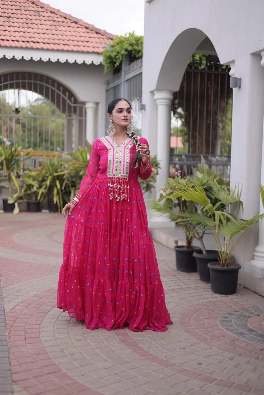 Navratri 2026 Laheriya Patchwork Gown