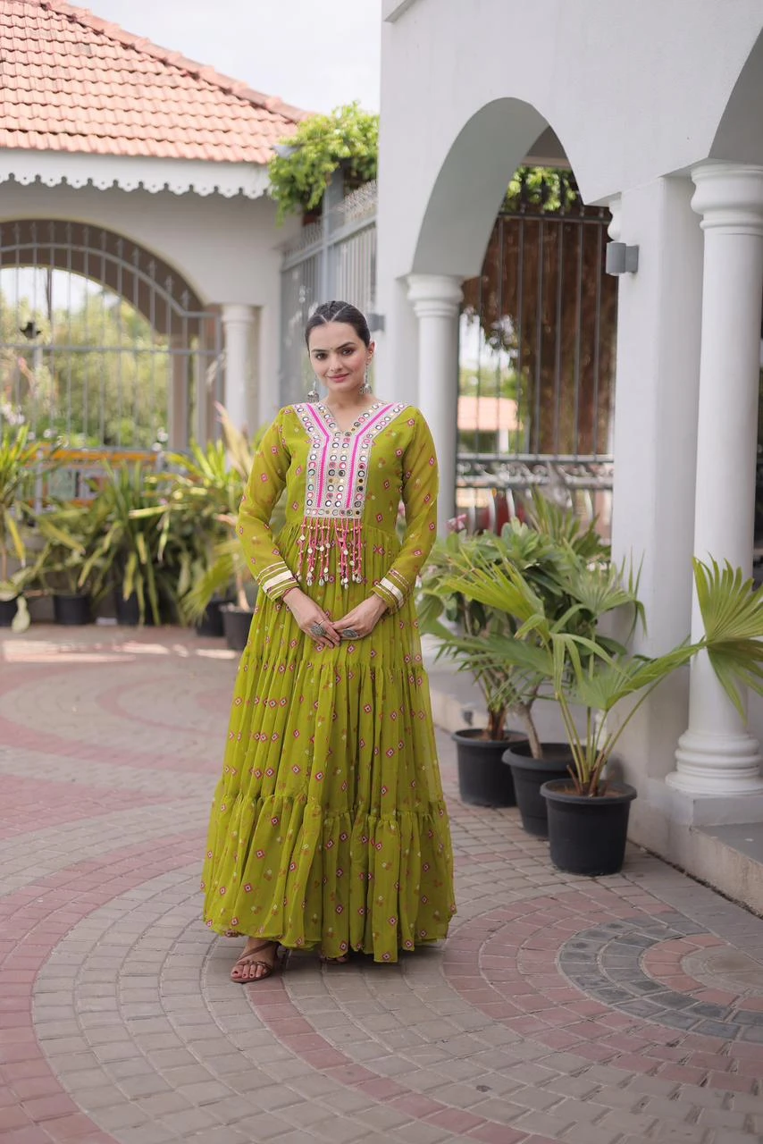 Navratri 2026 Laheriya Patchwork Gown