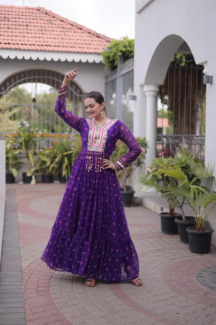Navratri 2026 Laheriya Patchwork Gown