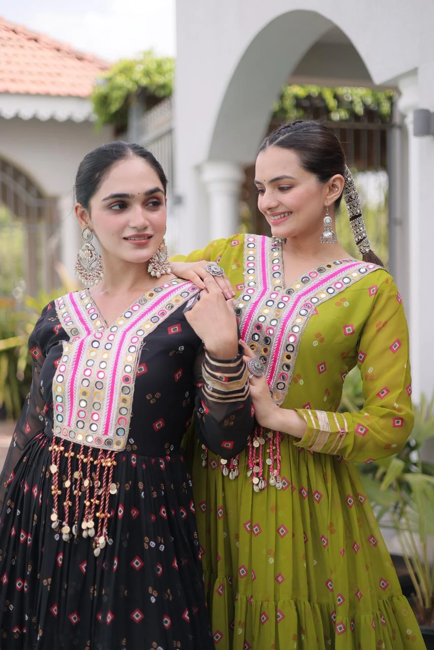 Navratri 2026 Laheriya Patchwork Gown