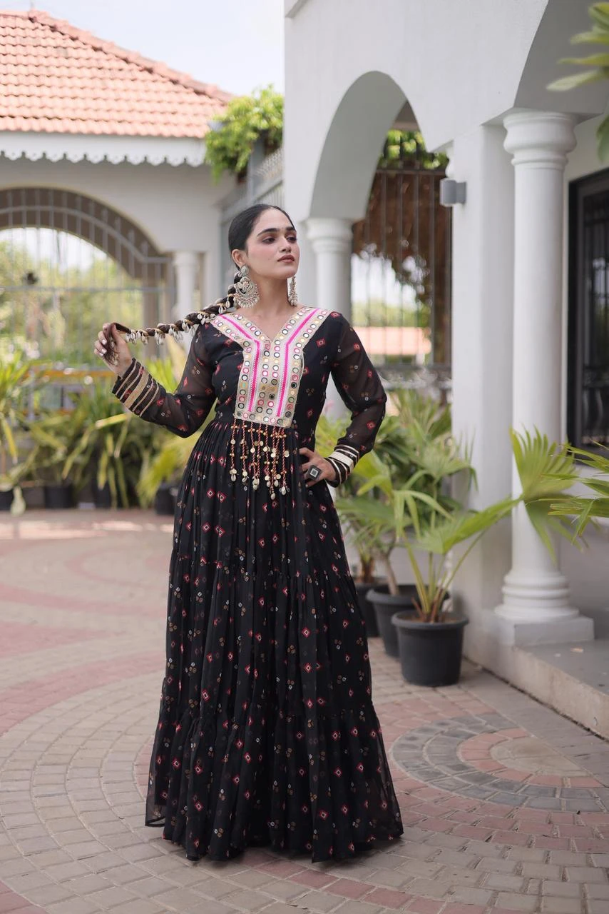 Navratri 2026 Laheriya Patchwork Gown
