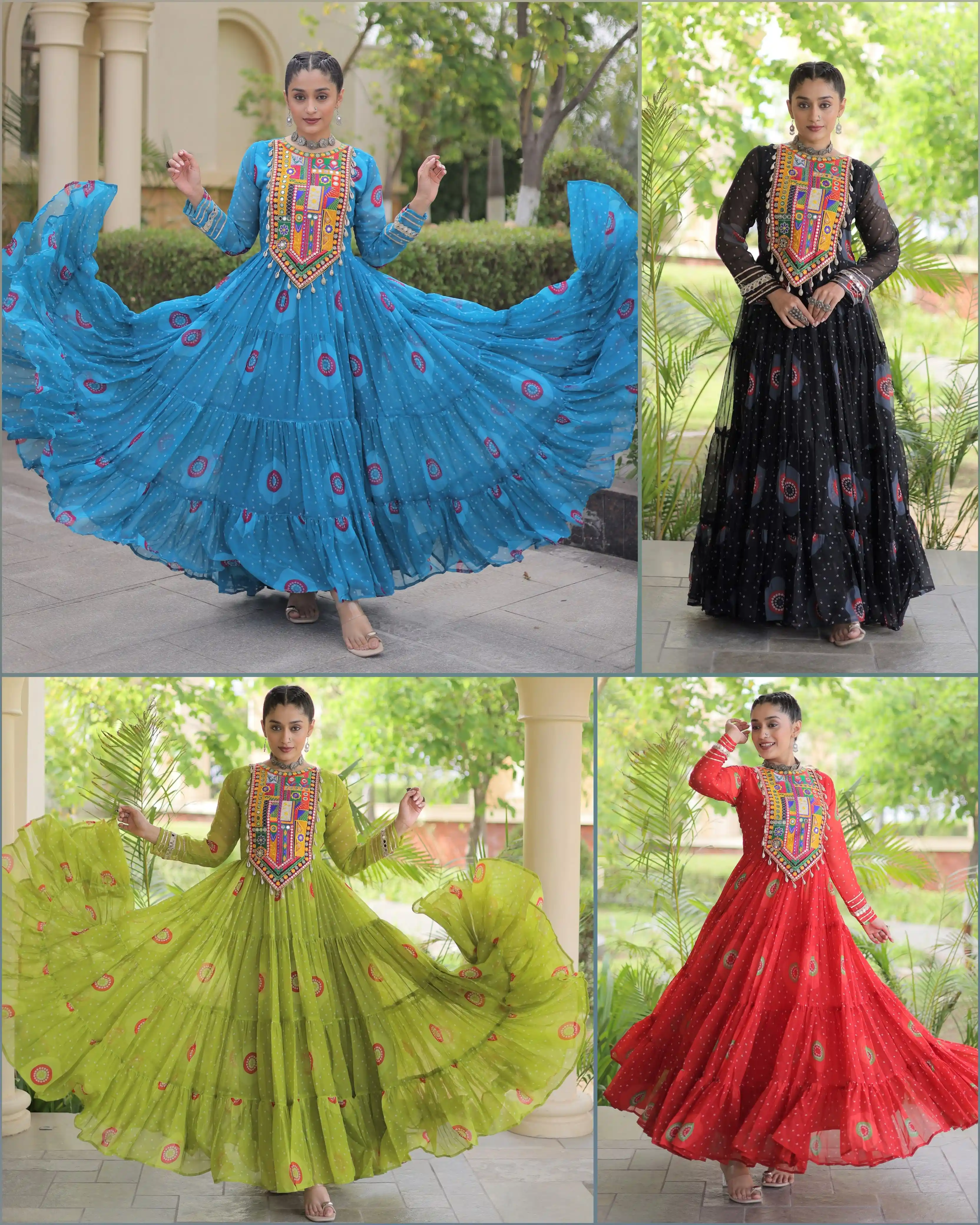 Navratri Bandhani Print Faux Georgette Gown