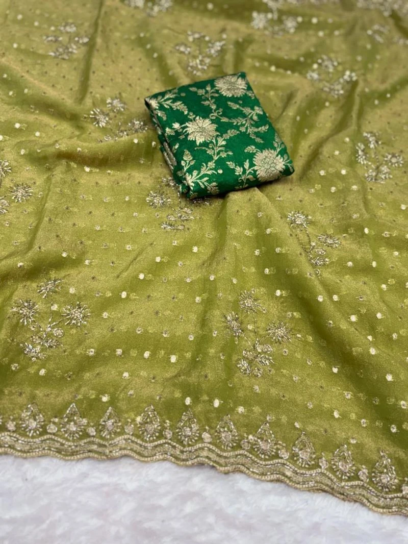 Nc Butti Ah Nc Moss Embroidered Saree Collection