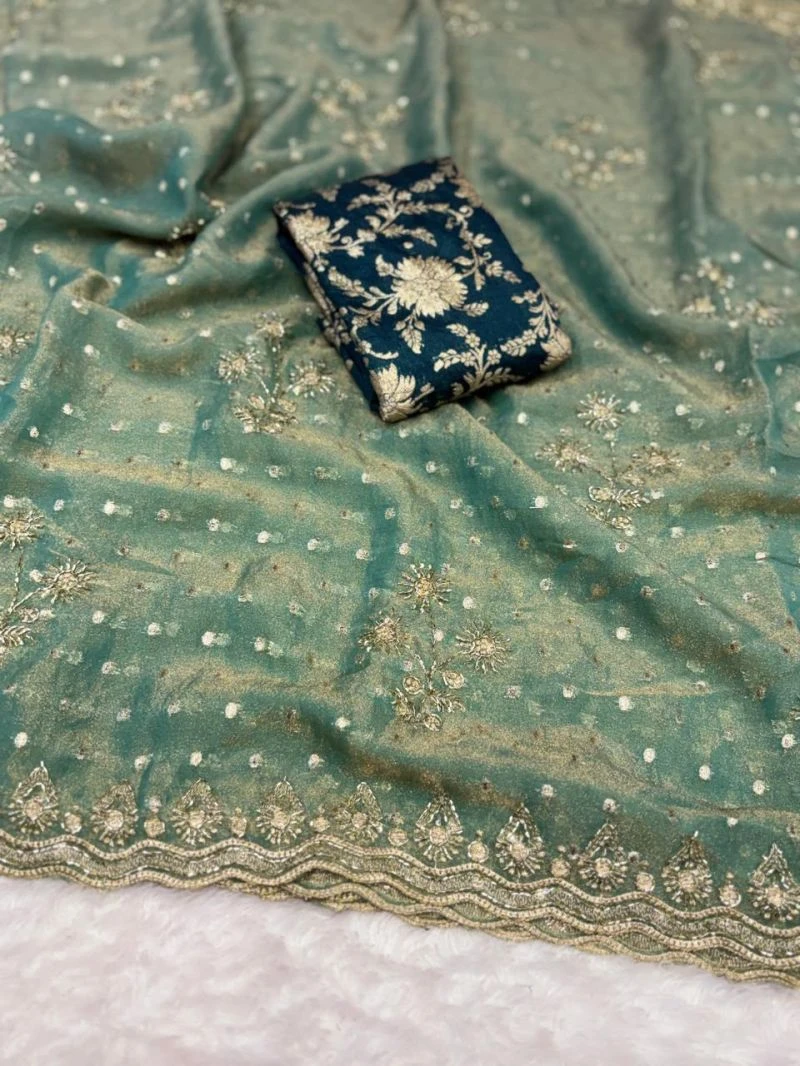 Nc Butti Ah Nc Moss Embroidered Saree Collection