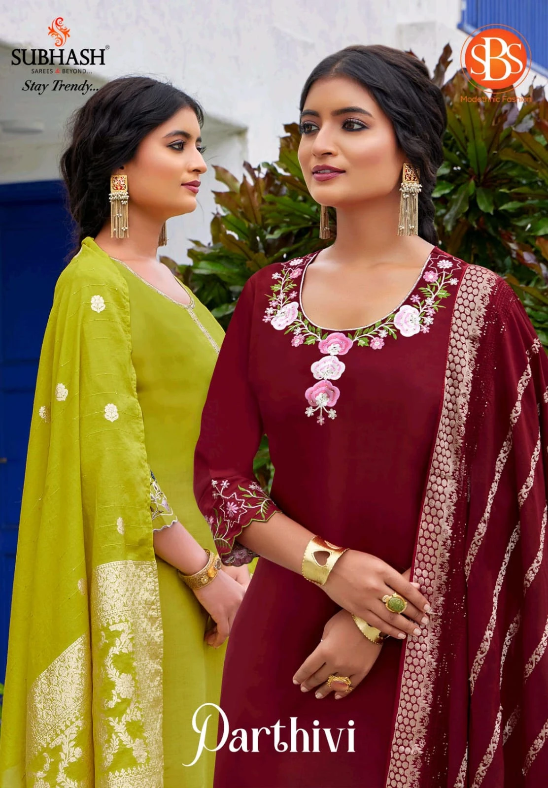 PARTHIVI Premium Silk 3 Piece Suit Set