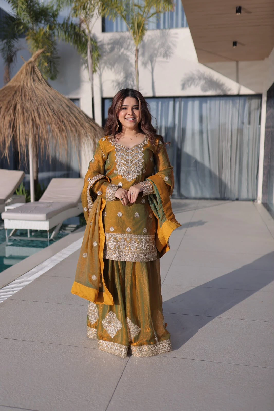 Premium Fendi Chiffon Sharara Suit Set