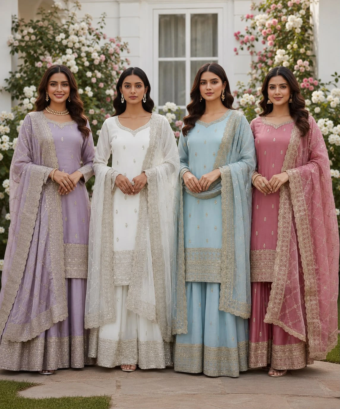 Pure GMY Silk Top Palazzo & Dupatta Set