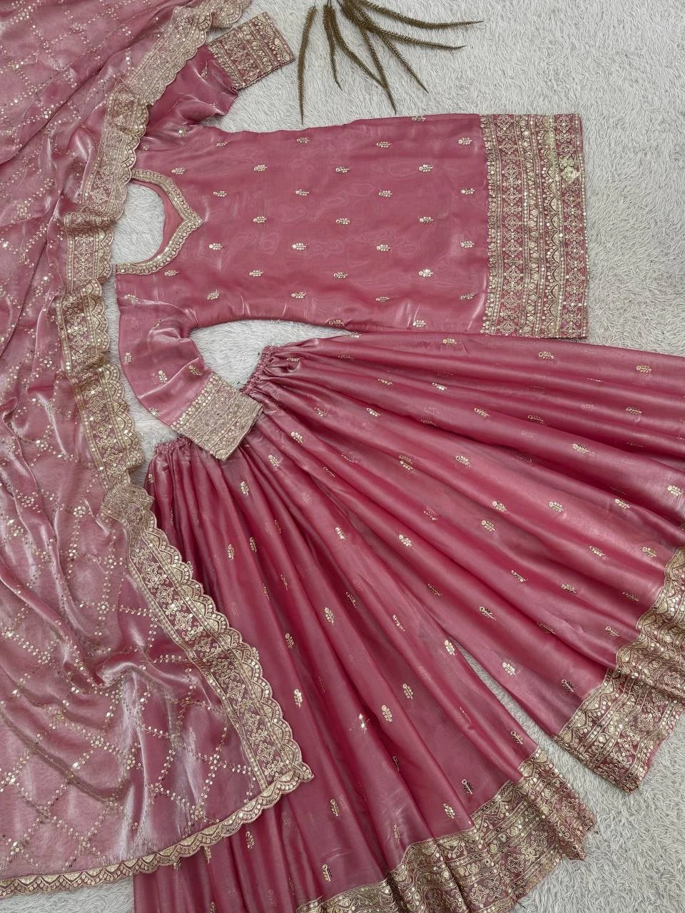 Pure GMY Silk Top Palazzo & Dupatta Set