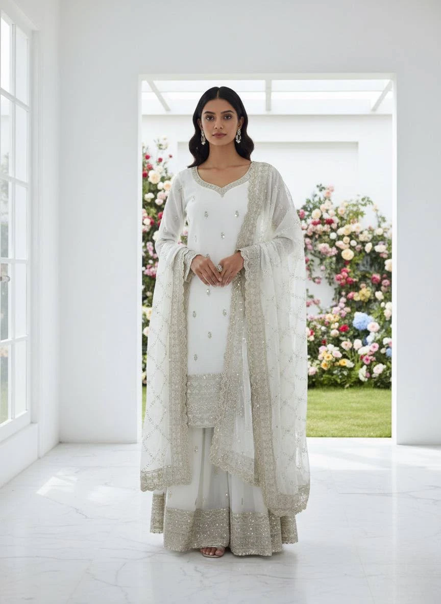 Pure GMY Silk Top Palazzo & Dupatta Set
