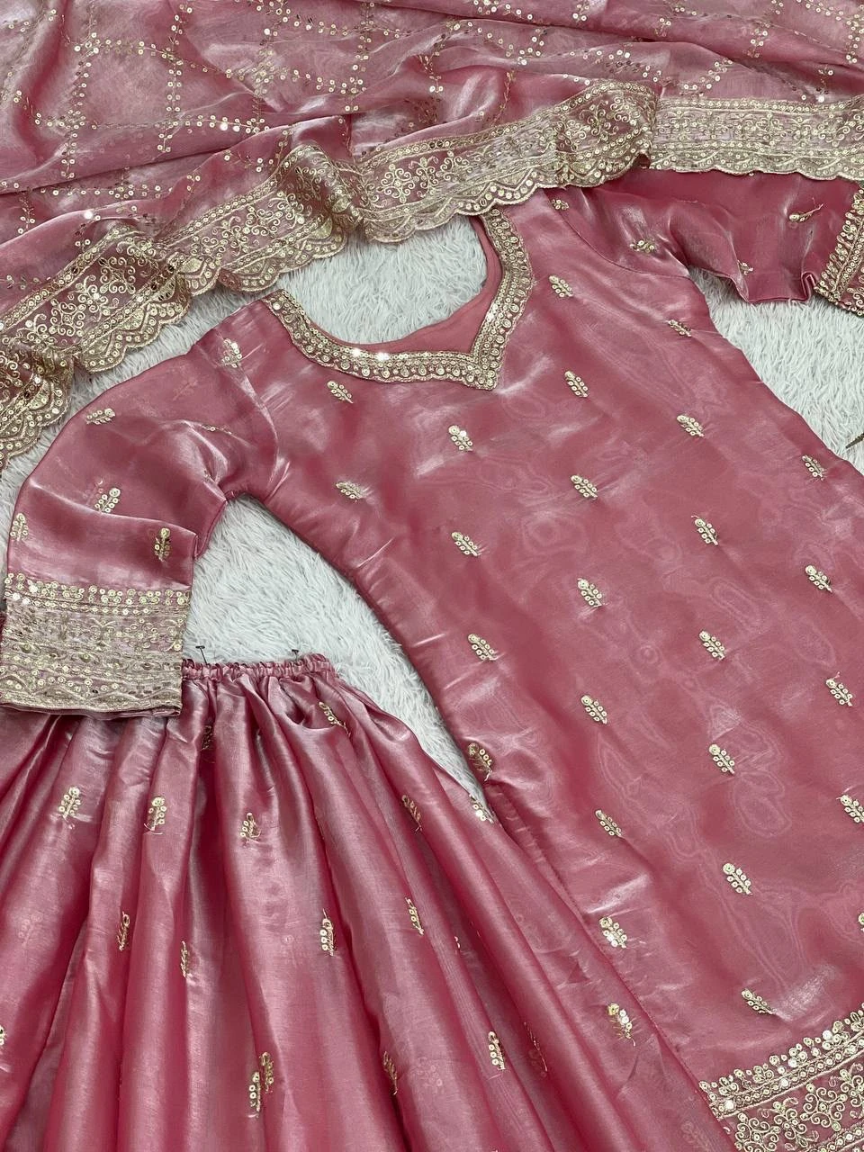 Pure GMY Silk Top Palazzo & Dupatta Set