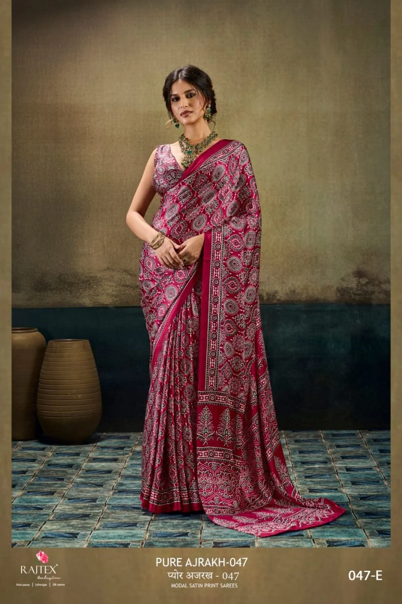 Rajtex Pure Ajrakh 047 Satin Ajrakh Printed Saree