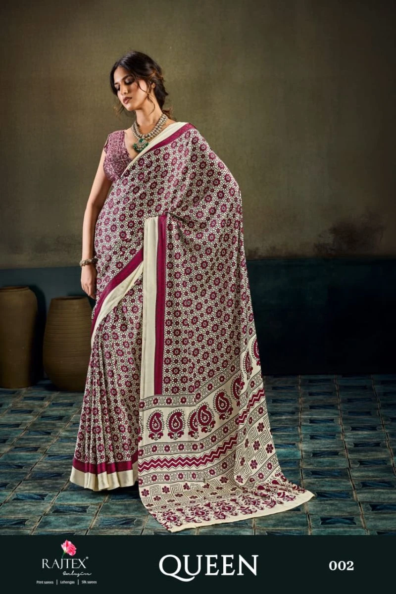 Rajtex Queen Satin Ajrakh Printed Saree Collection