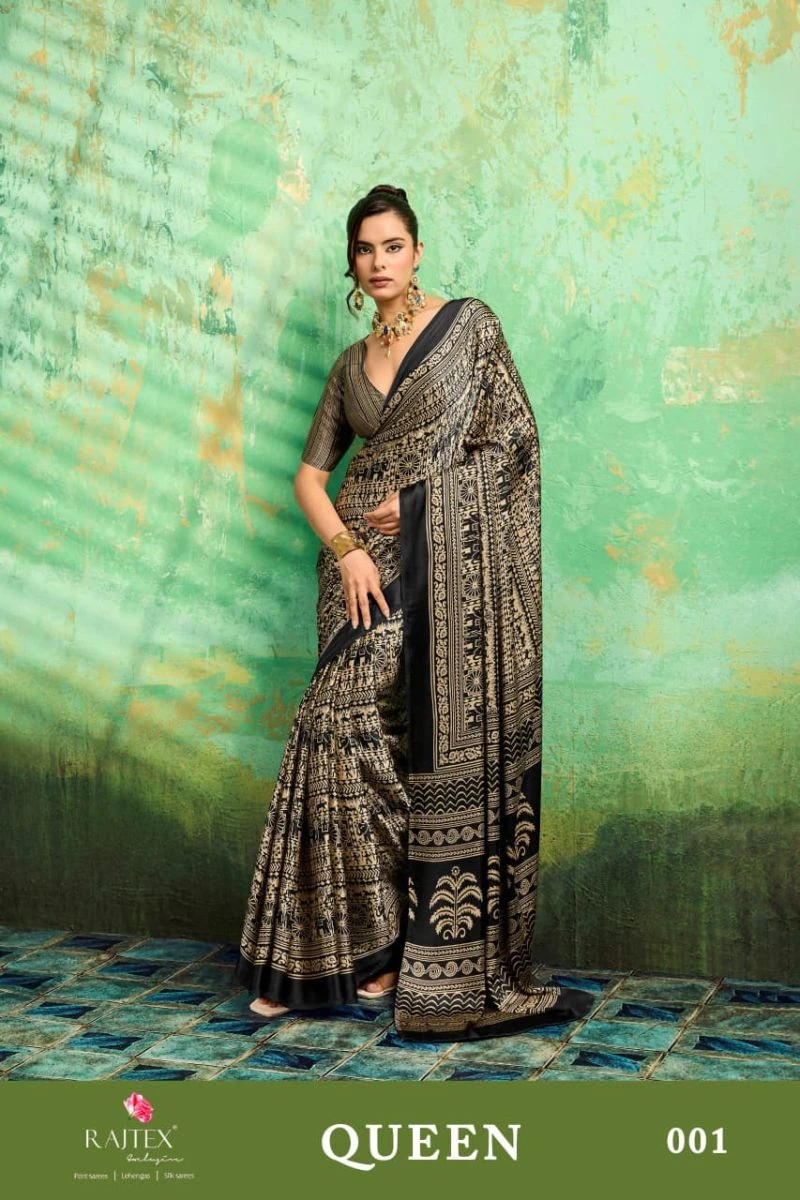 Rajtex Queen Satin Ajrakh Printed Saree Collection