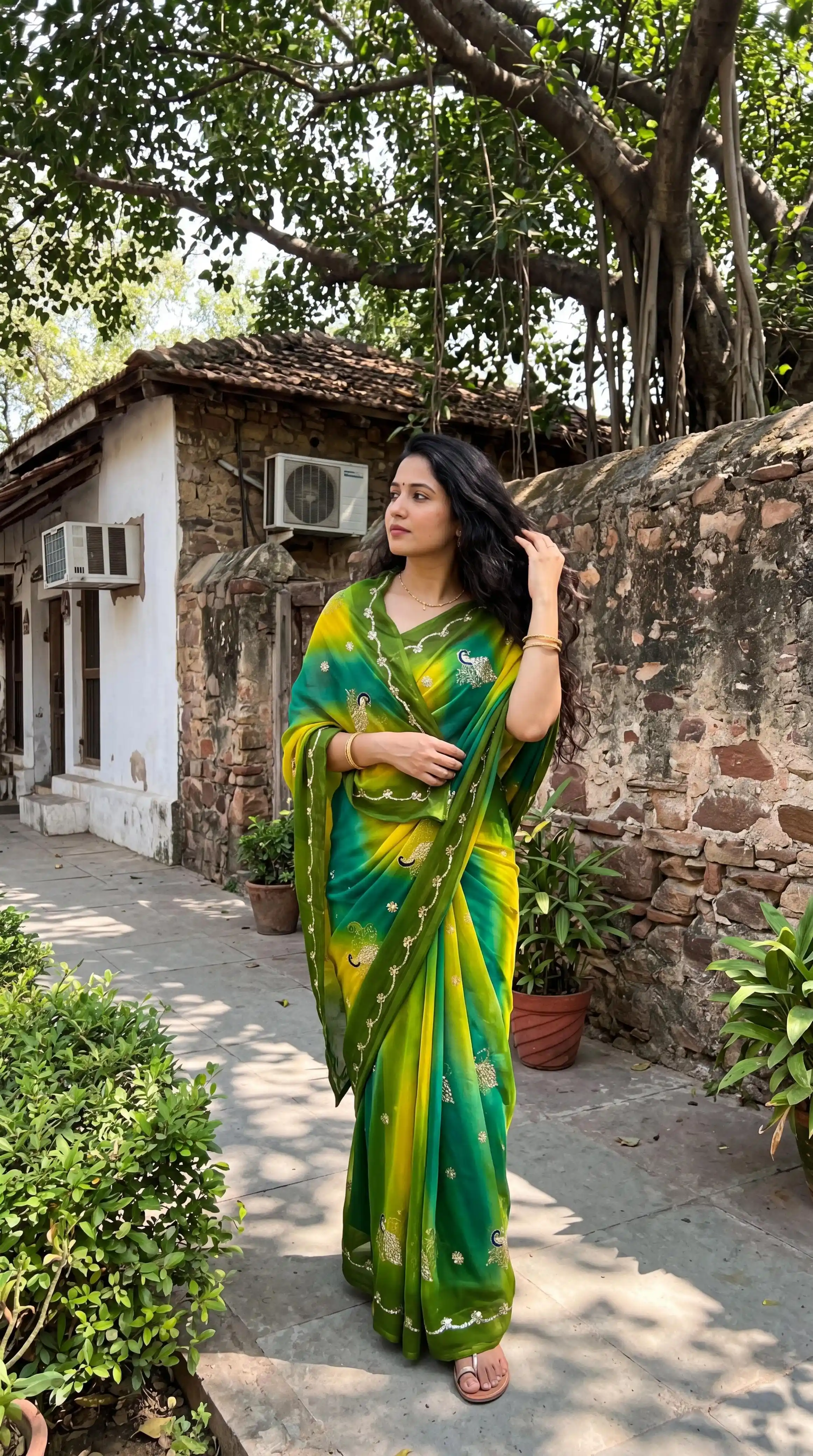 Rajwadi Original Thakur Ji Georgette Saree