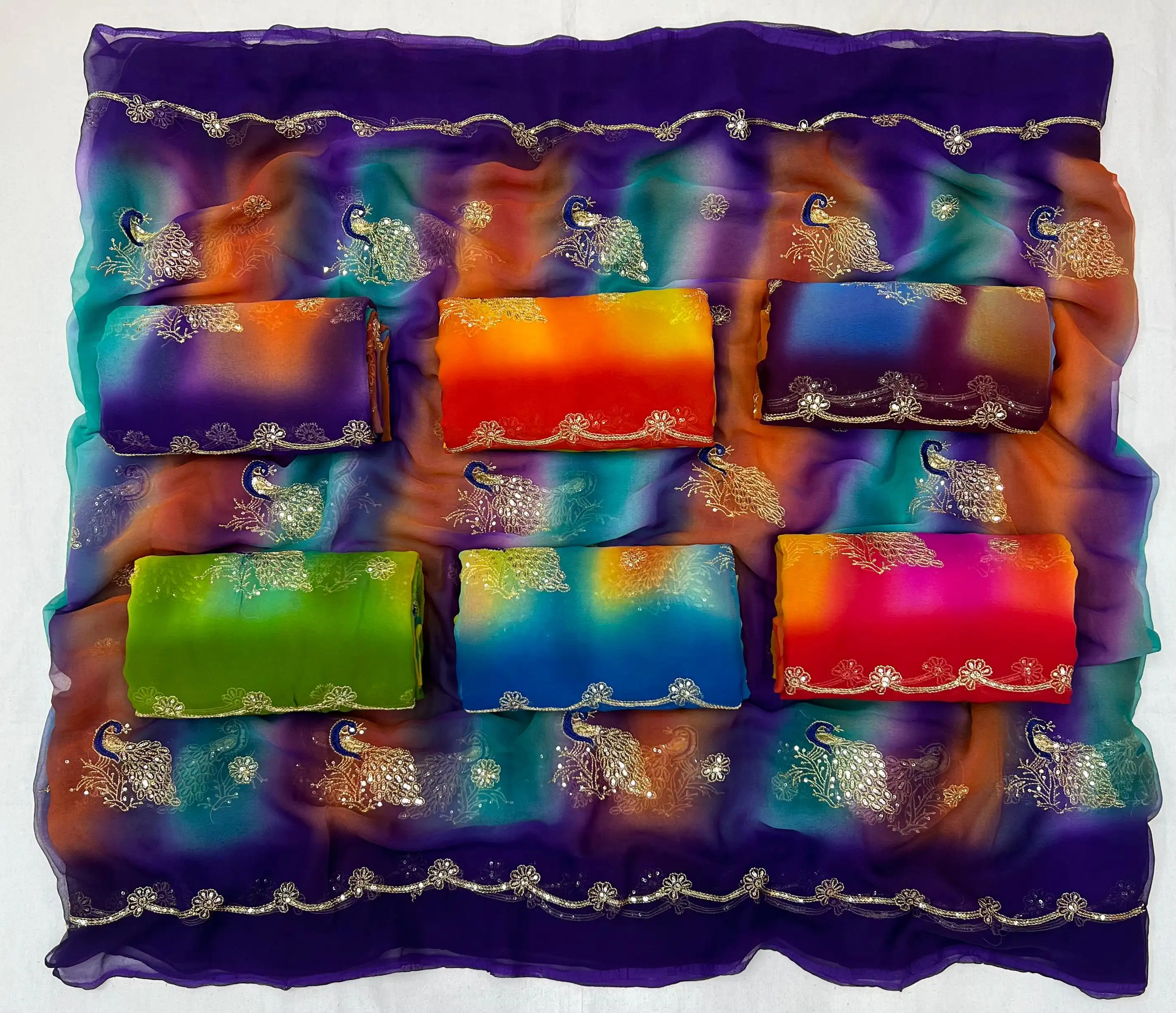 Rajwadi Original Thakur Ji Georgette Saree