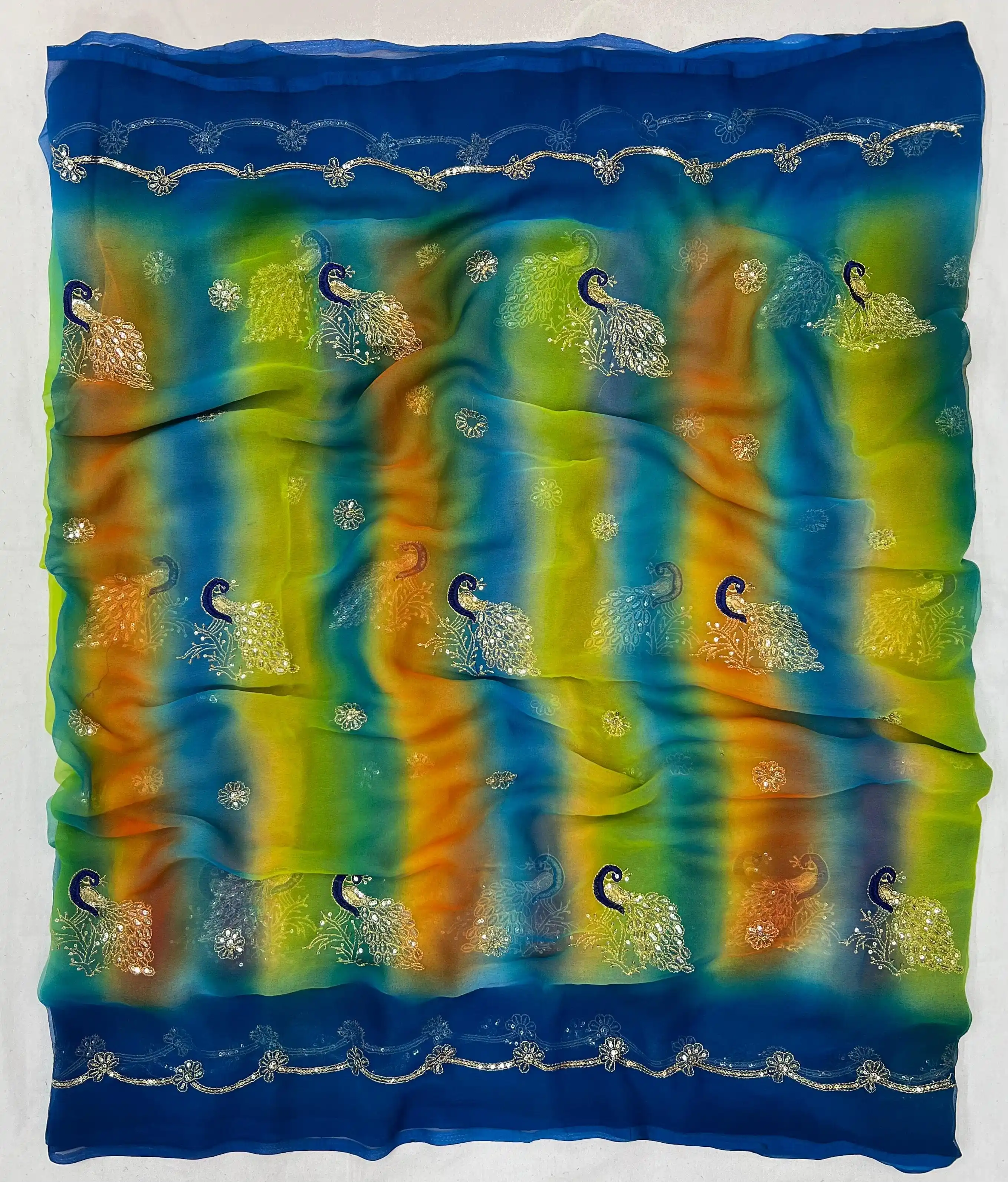 Rajwadi Original Thakur Ji Georgette Saree