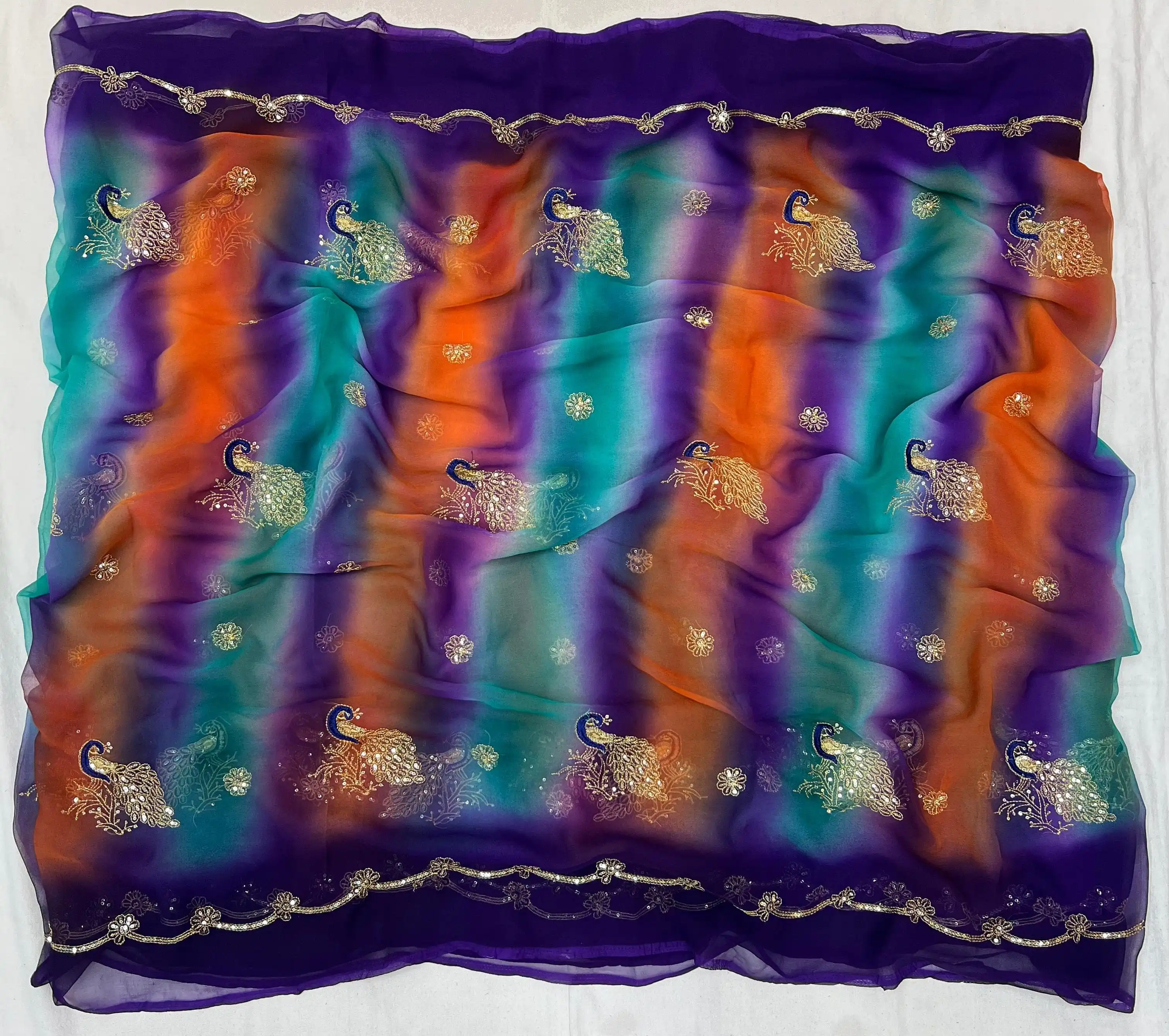 Rajwadi Original Thakur Ji Georgette Saree