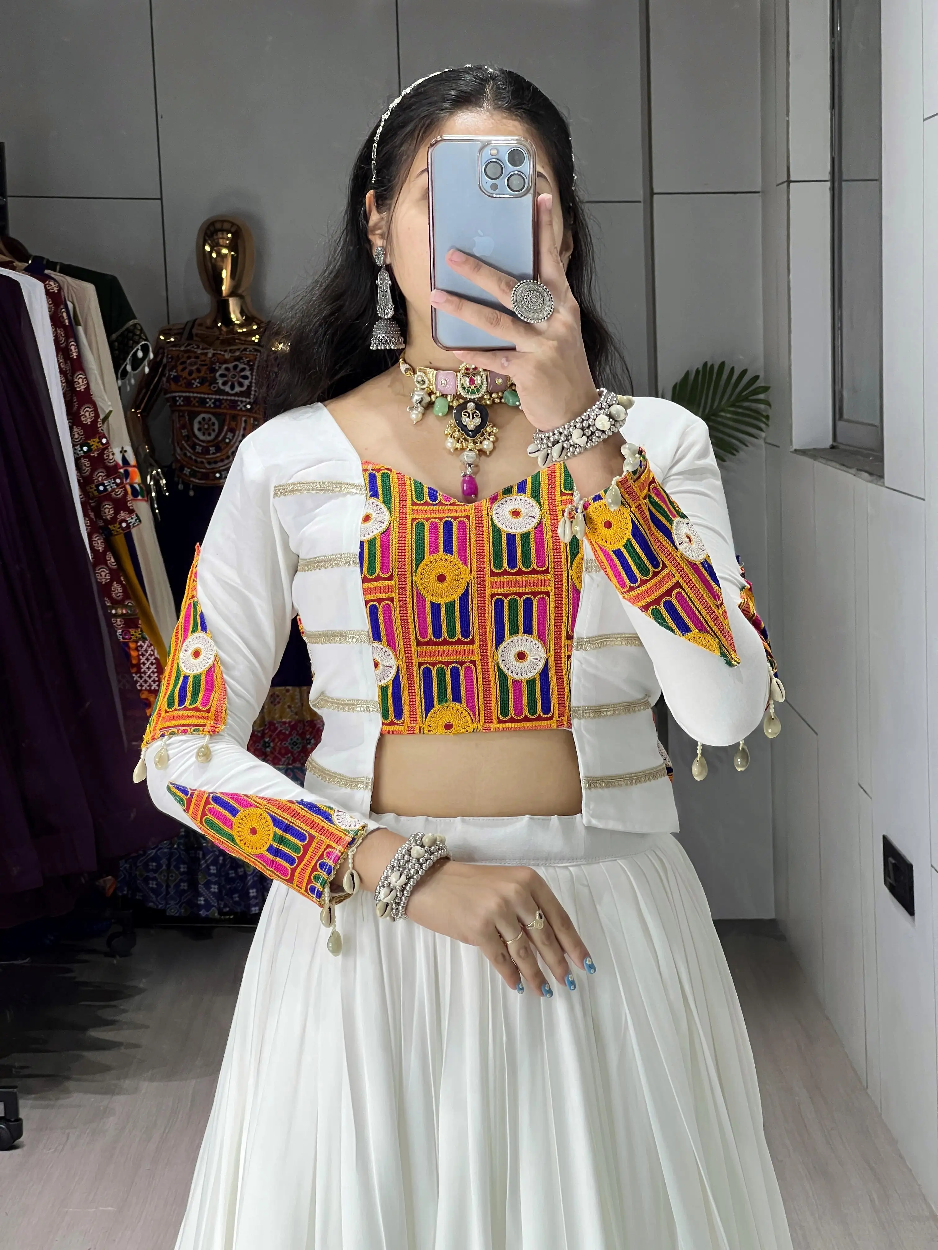 RATAN Navratri Rayon Cotton Lehenga with Fancy Top
