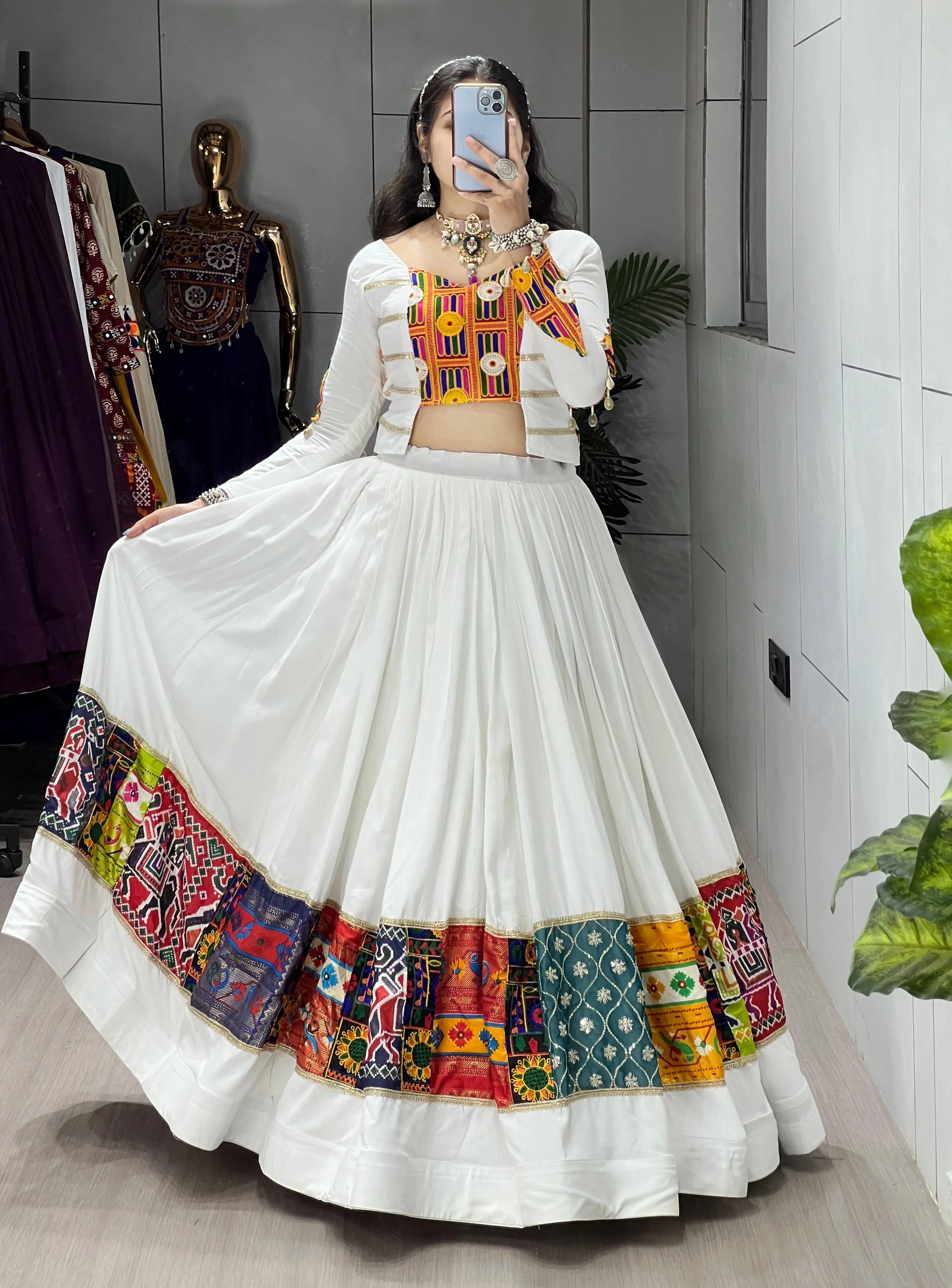 RATAN Navratri Rayon Cotton Lehenga with Fancy Top