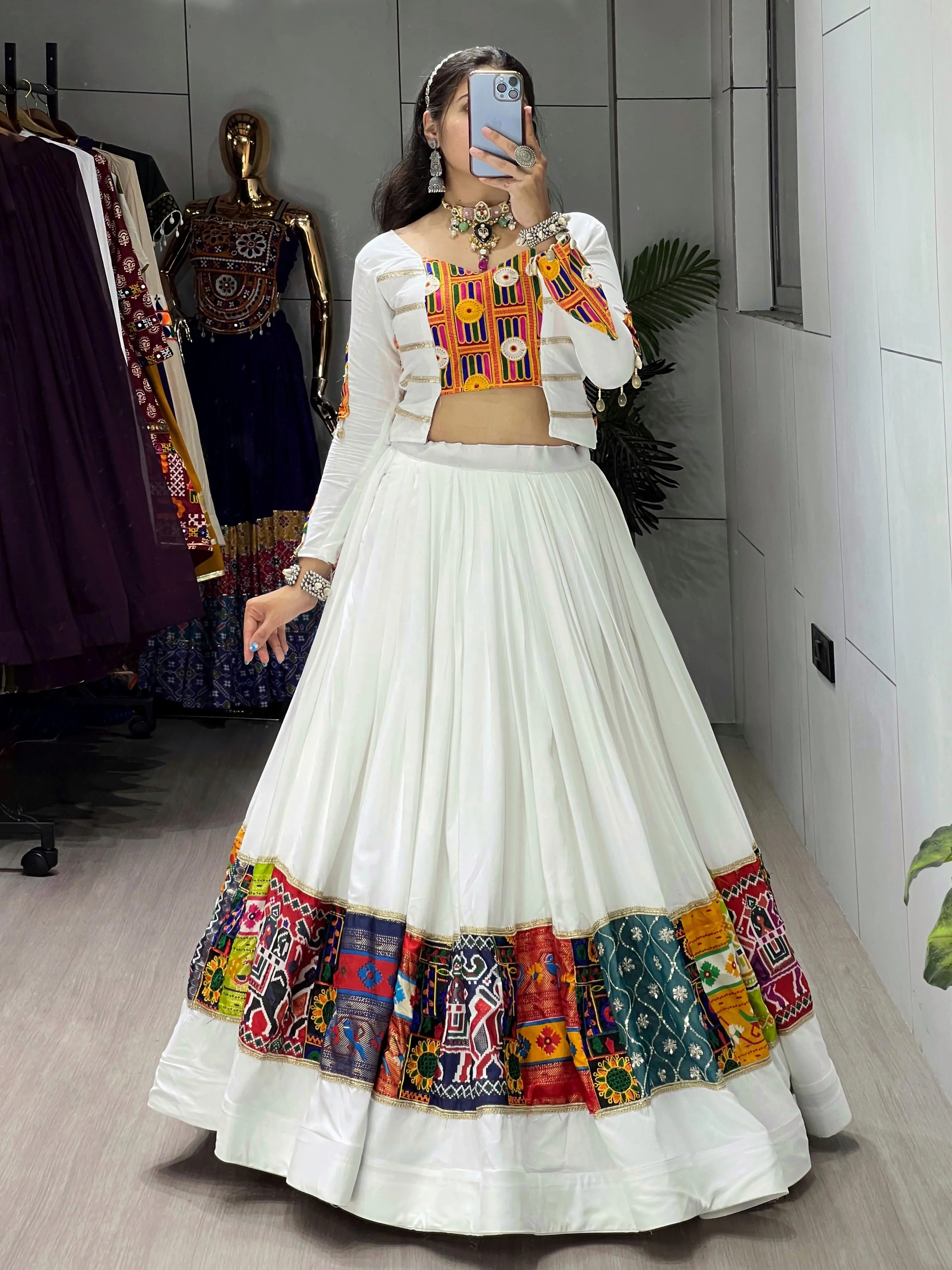 RATAN Navratri Rayon Cotton Lehenga with Fancy Top