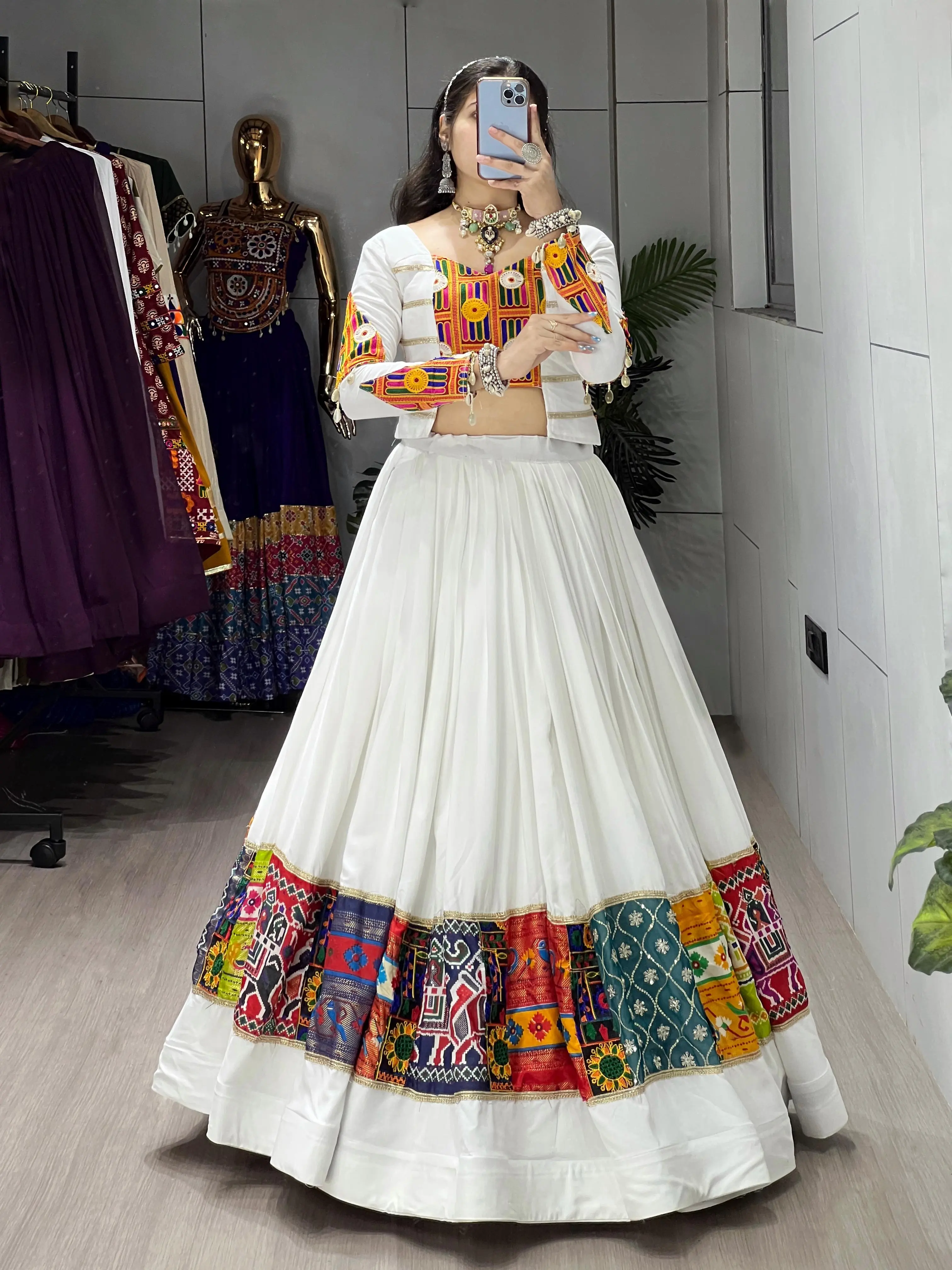 RATAN Navratri Rayon Cotton Lehenga with Fancy Top