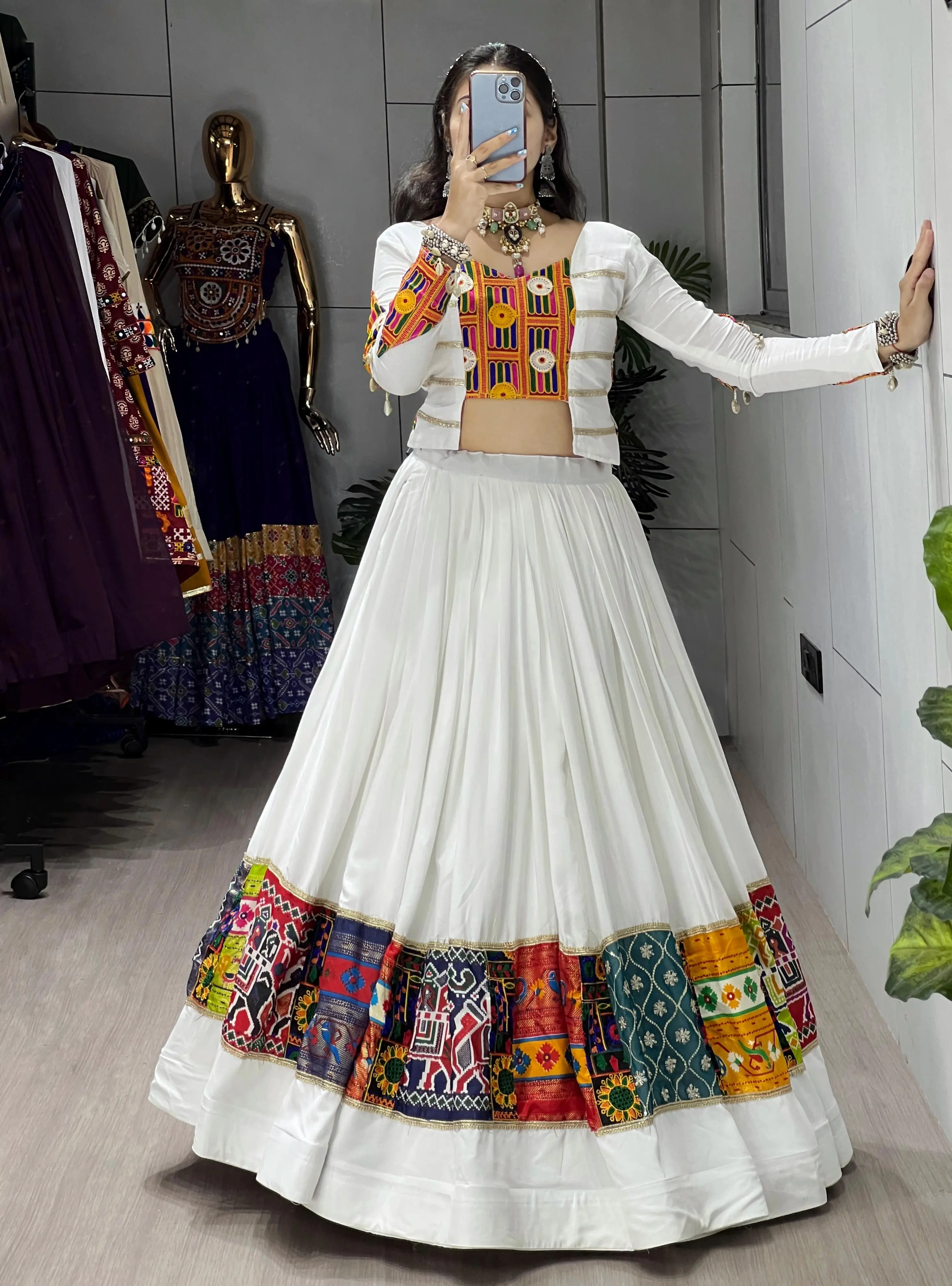 RATAN Navratri Rayon Cotton Lehenga with Fancy Top