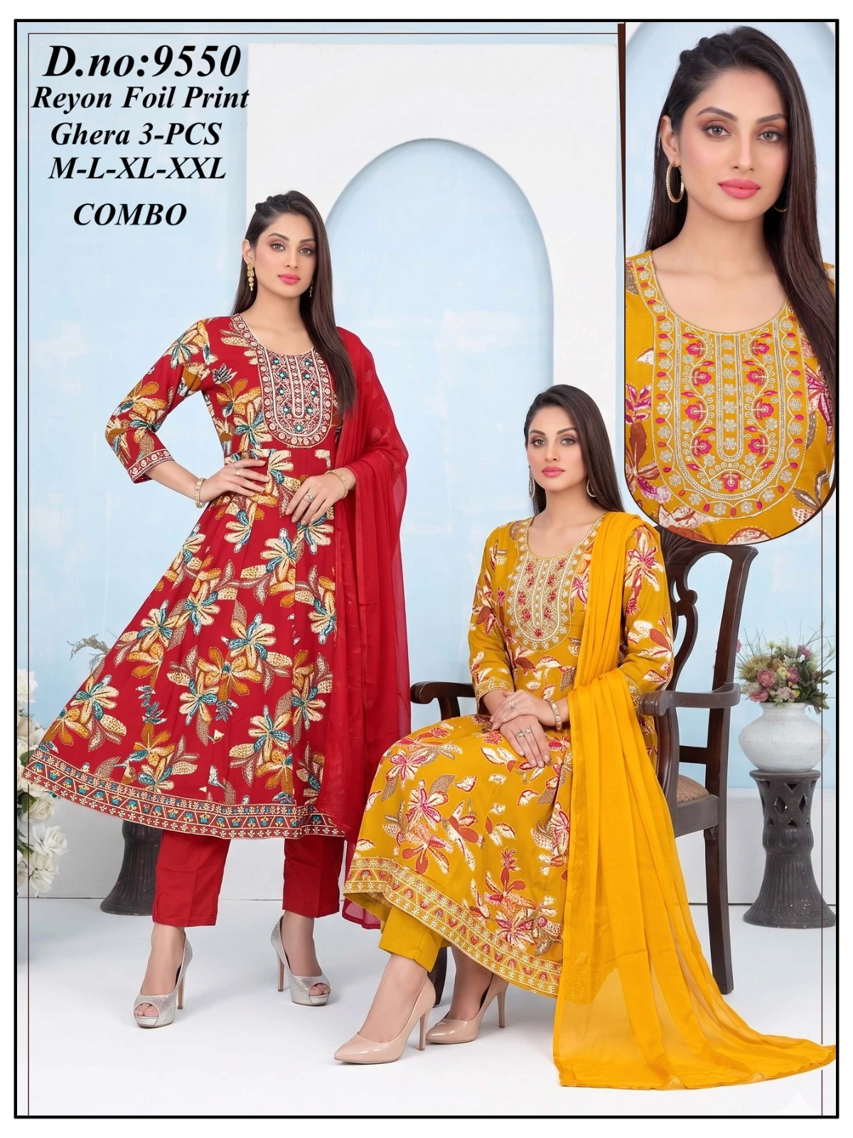 Rayon Foil Prints 3 Piece Suit Set