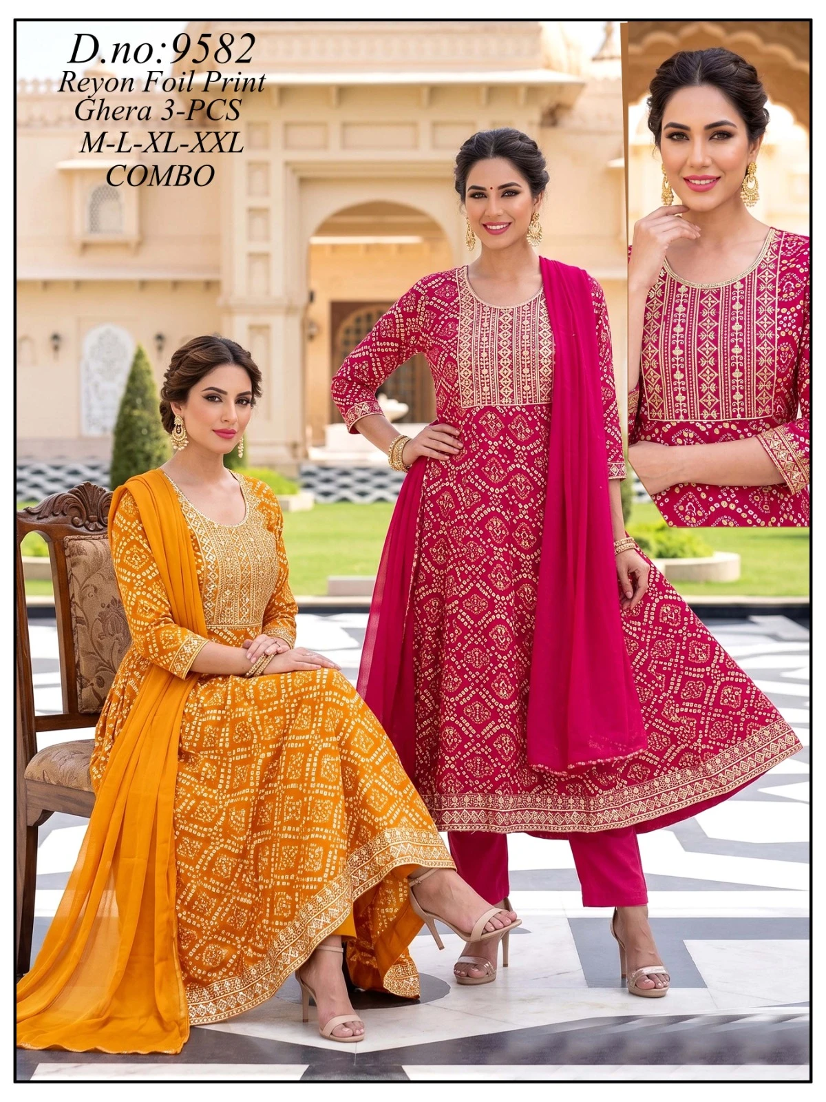 Rayon Foil Prints 3 Piece Suit Set