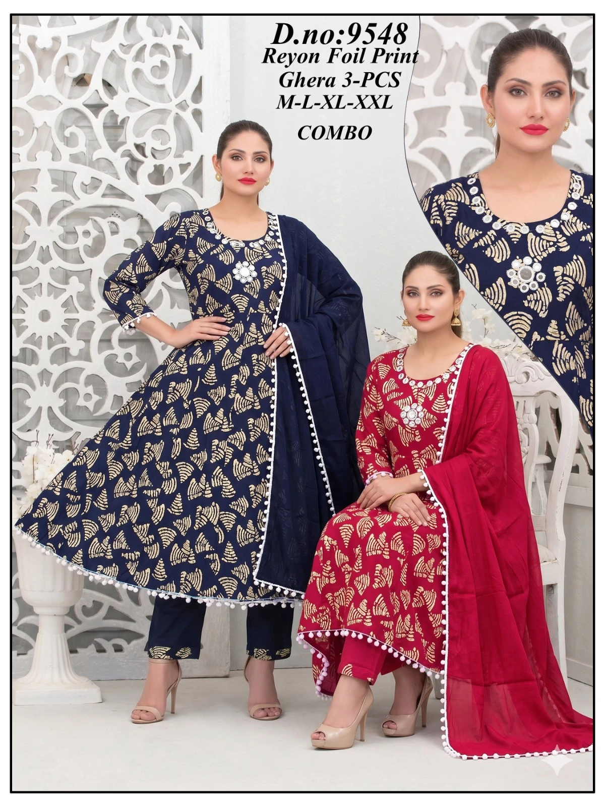 Rayon Foil Prints 3 Piece Suit Set
