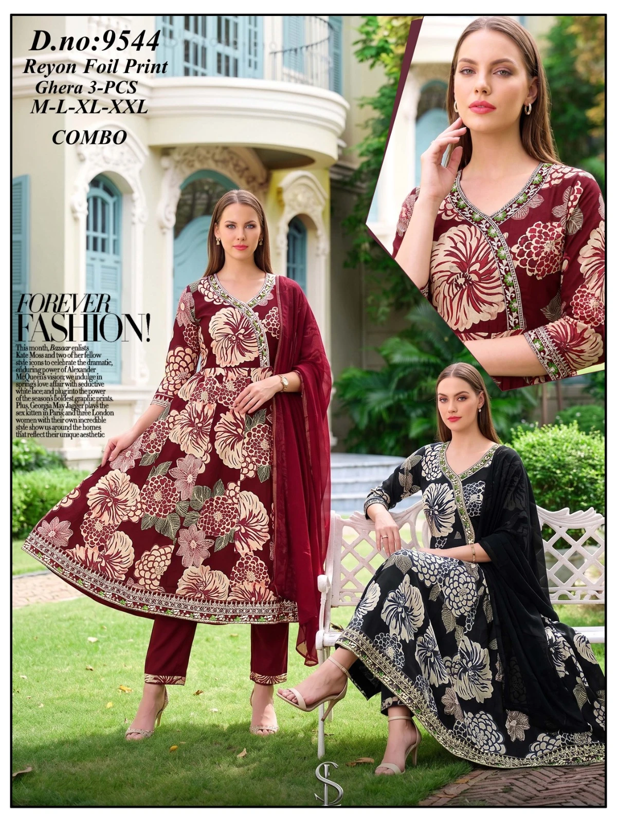 Rayon Foil Prints 3 Piece Suit Set
