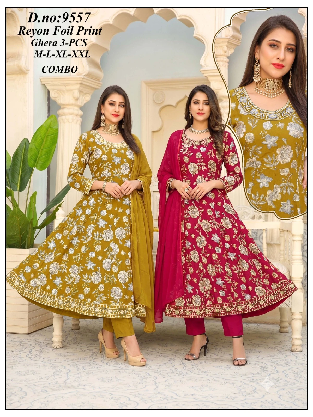 Rayon Foil Prints 3 Piece Suit Set