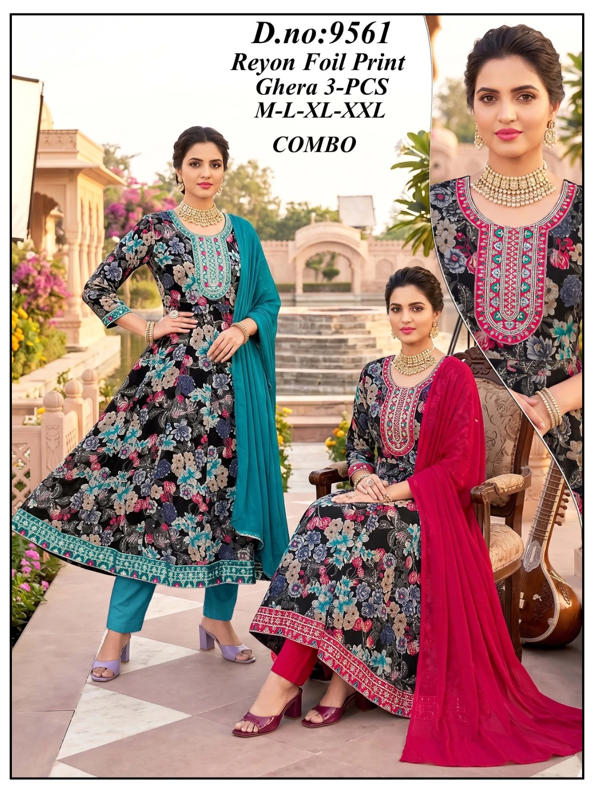 Rayon Foil Prints 3 Piece Suit Set