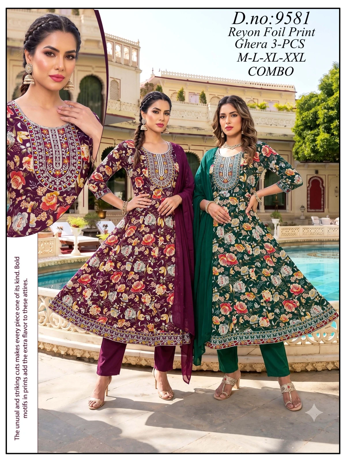 Rayon Foil Prints 3 Piece Suit Set