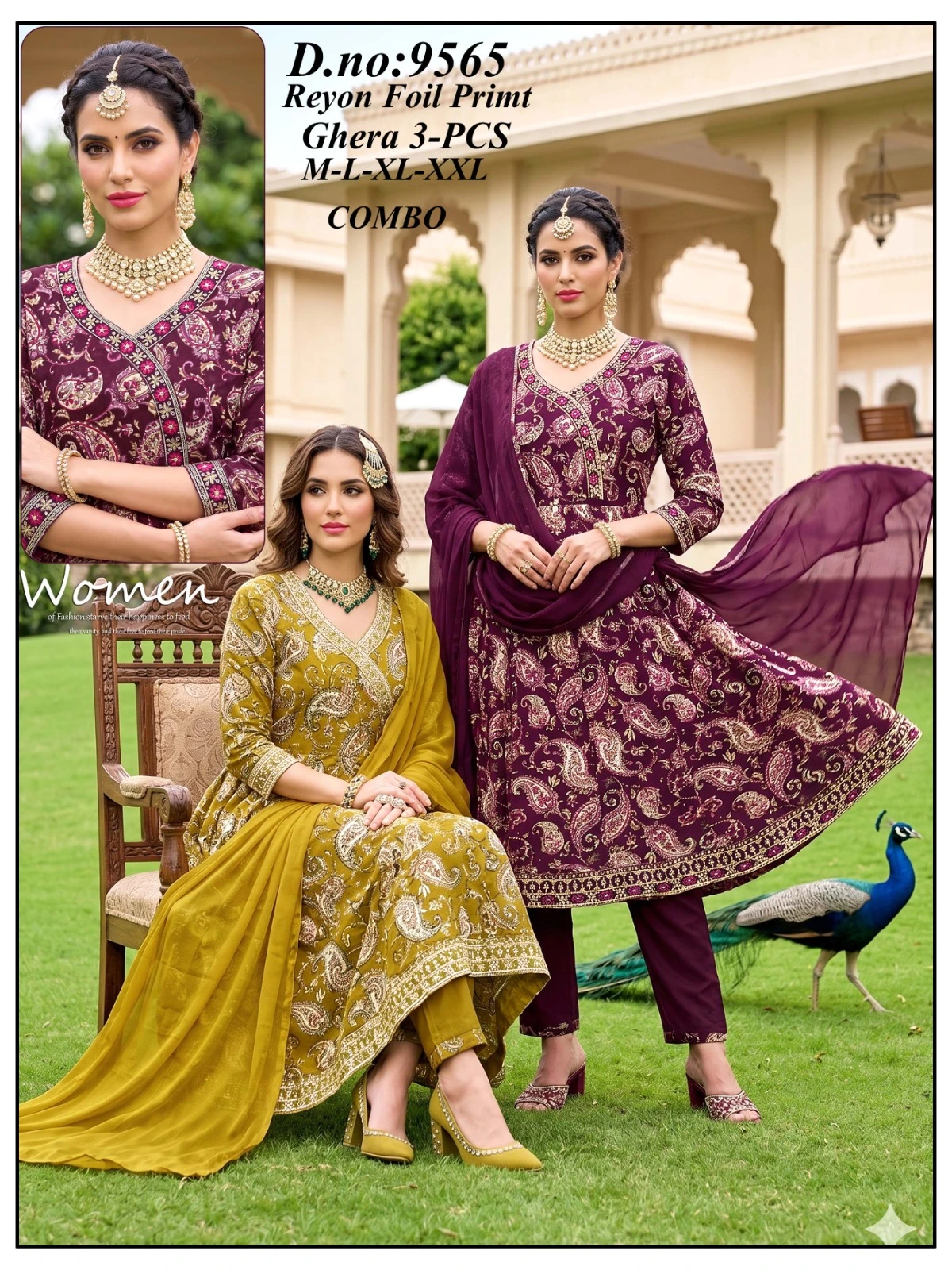 Rayon Foil Prints 3 Piece Suit Set
