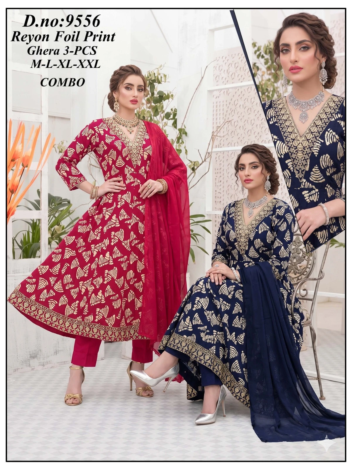 Rayon Foil Prints 3 Piece Suit Set