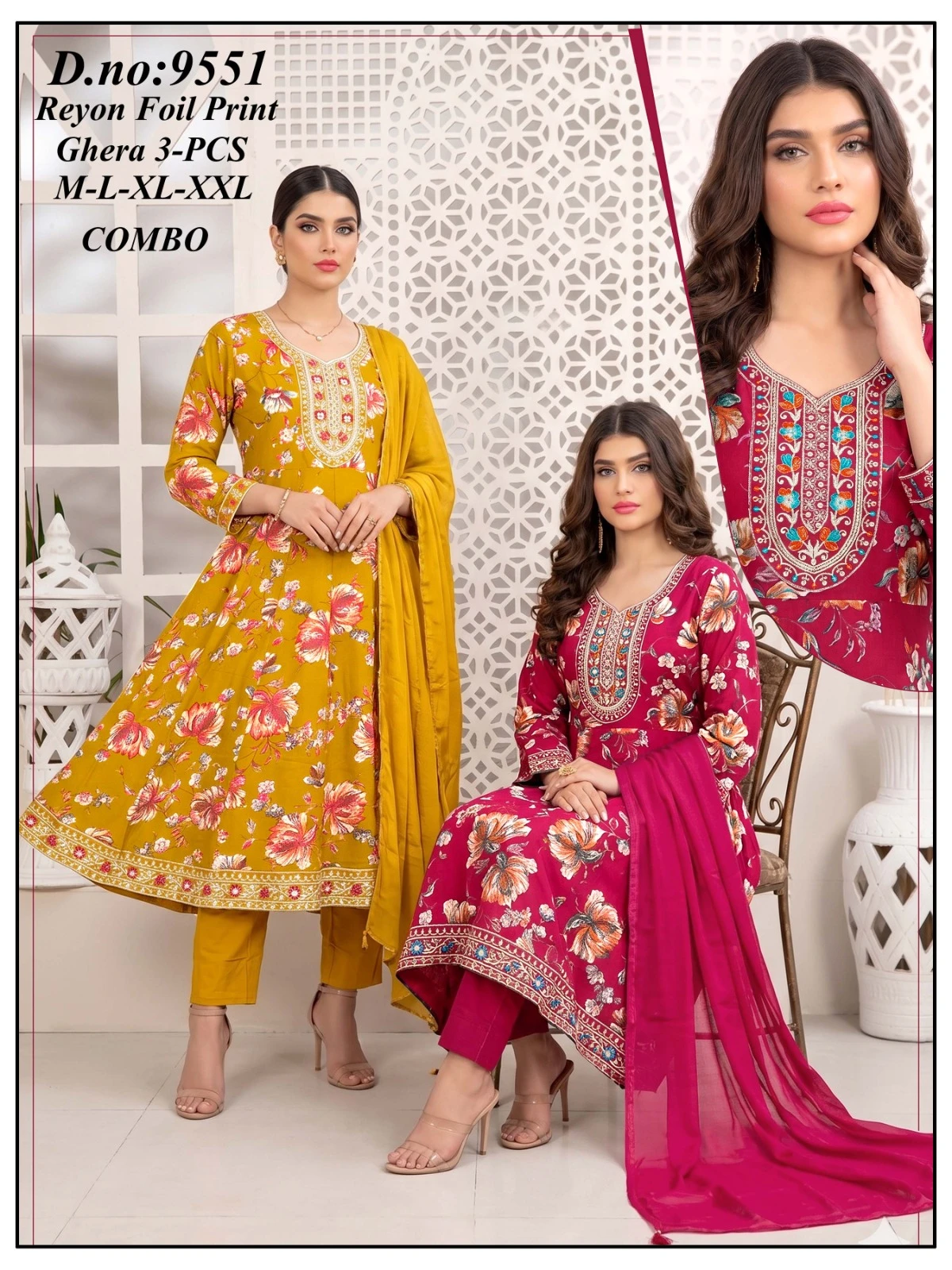 Rayon Foil Prints 3 Piece Suit Set