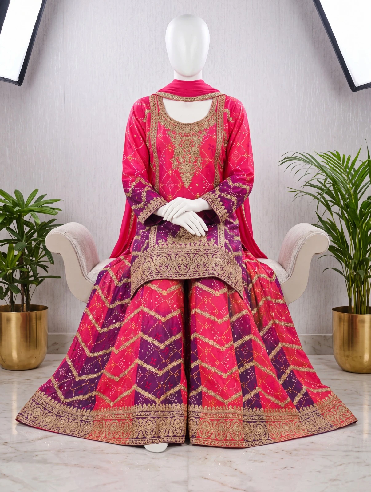 SAWARIYAA Premium Chinon Palazzo Set