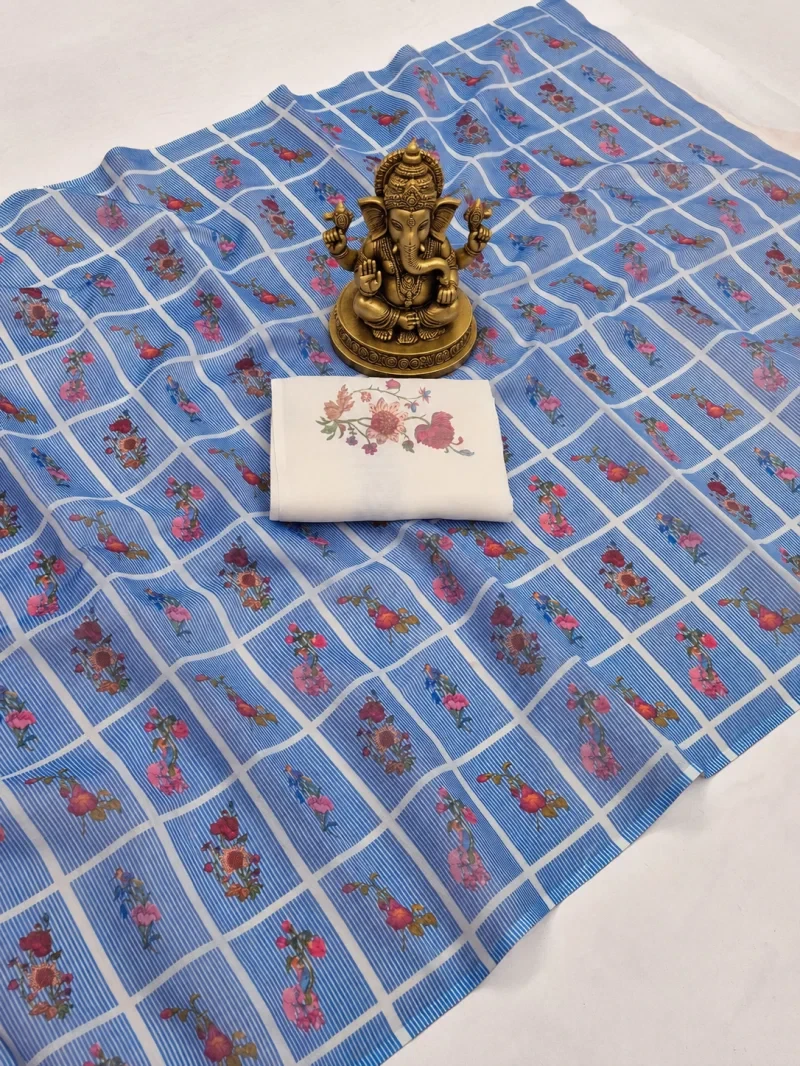 Sckr Flora C Linen Floral Printed Saree Collection