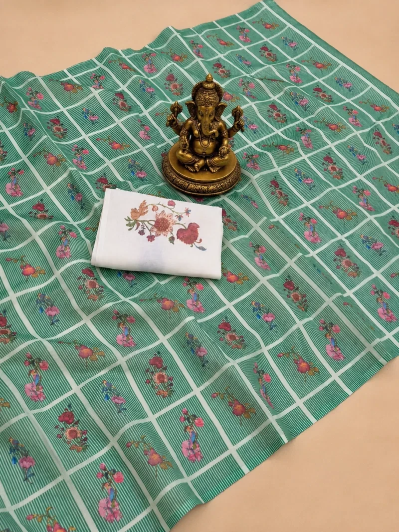 Sckr Flora C Linen Floral Printed Saree Collection